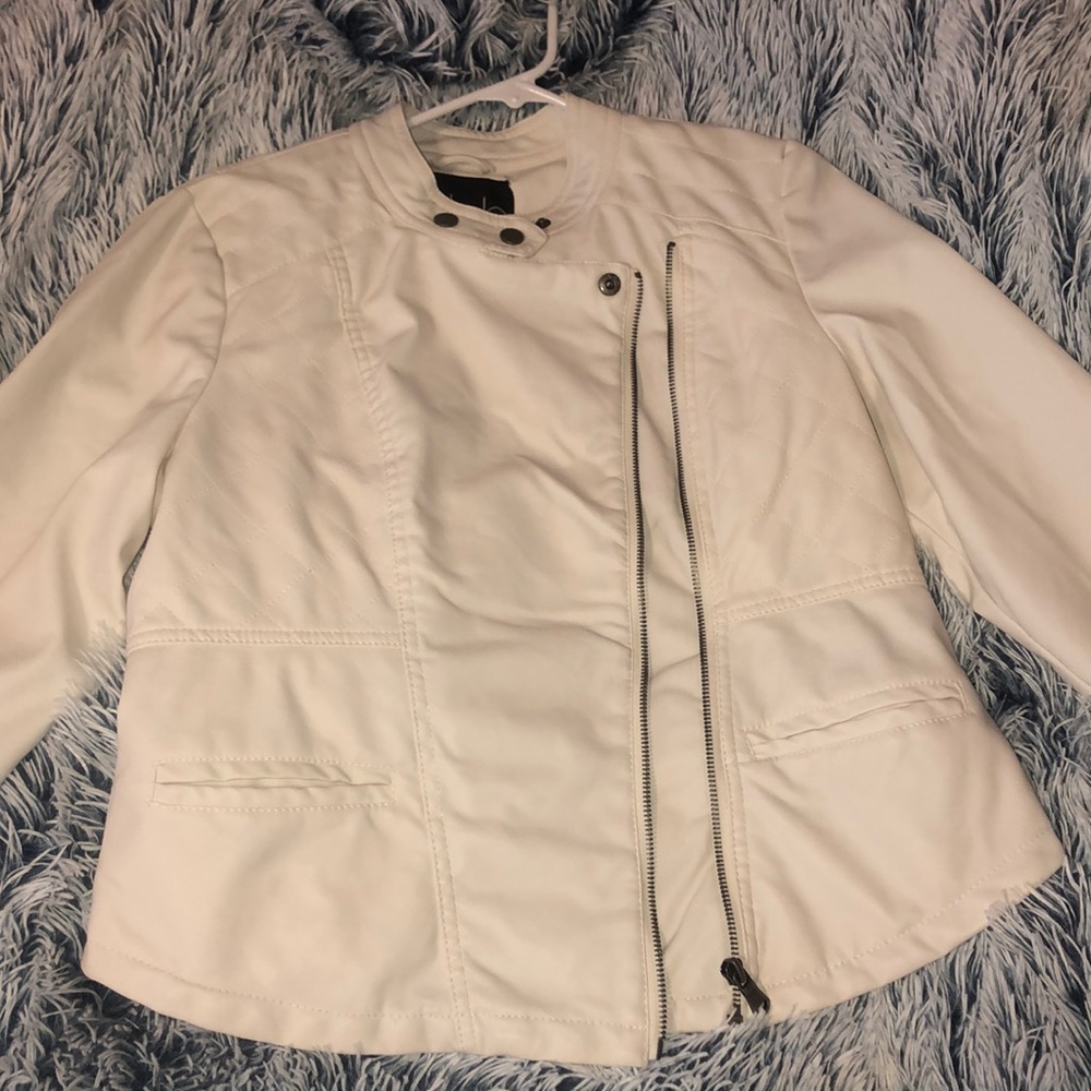 white leather jacket